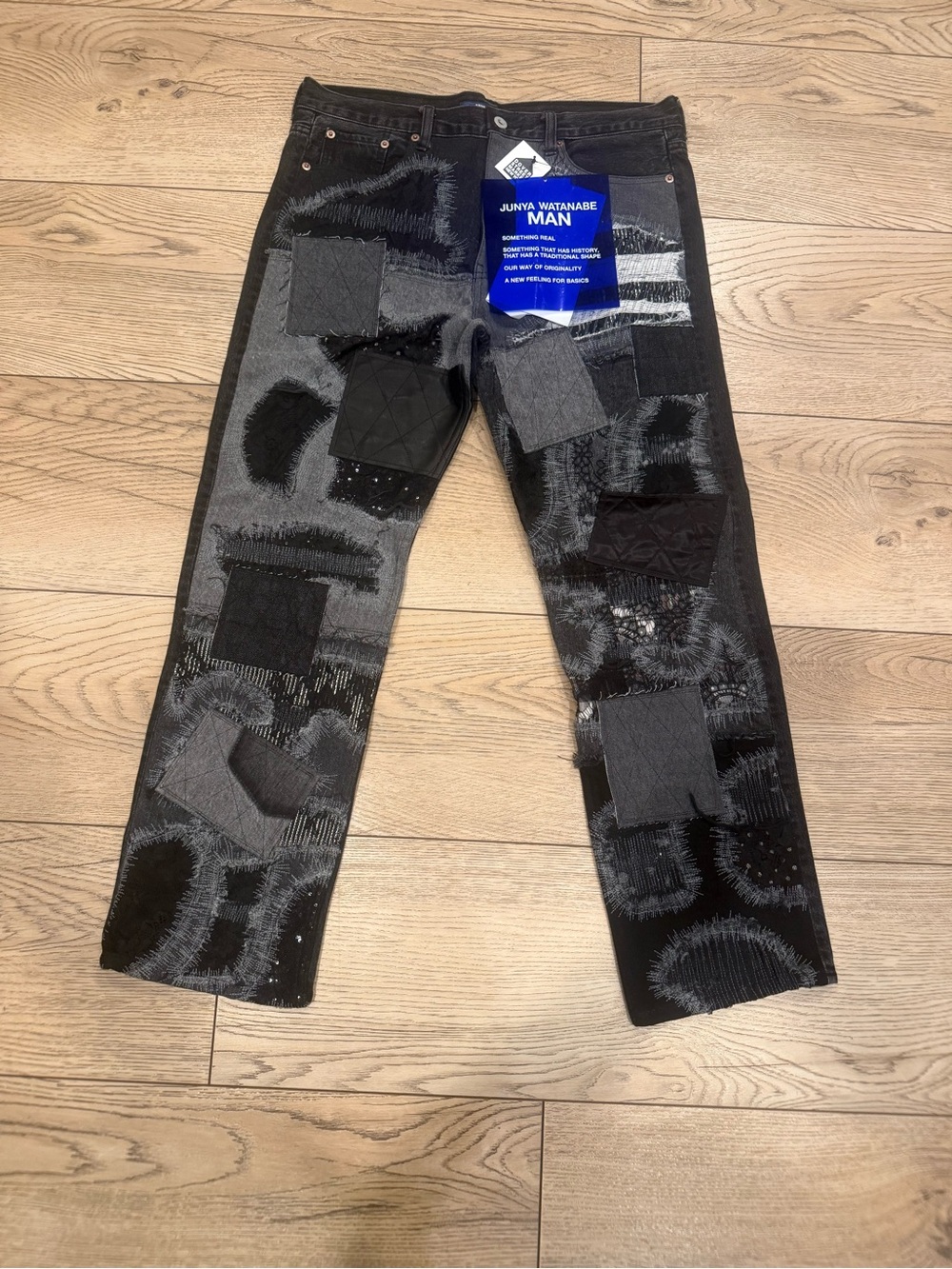 Junya Watanabe Black & Gray Patchwork Straight Jeans